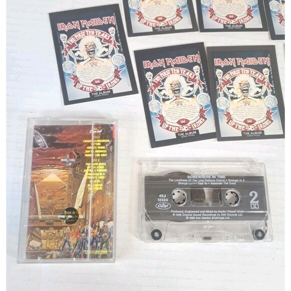 Iron Maiden Somewhere in Time 1986 Cassette Tape + 7 Collectible Trading Cards - Picture 4 of 4